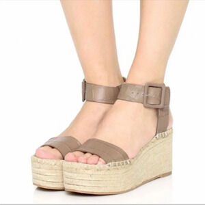 Vince Abby Croc Espadrille Platform Sandals Taupe Summer Bohemian Chic size 9